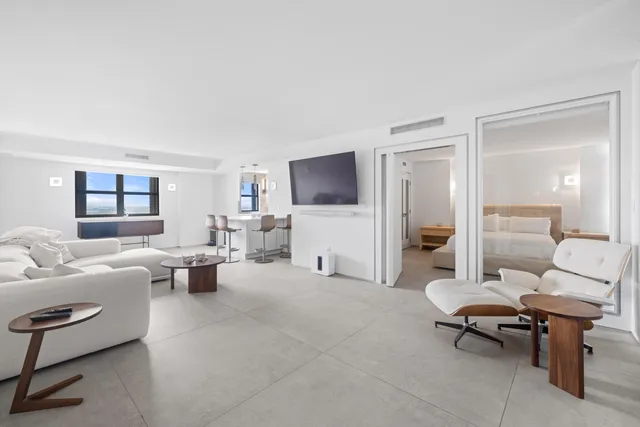 a living room with furniture