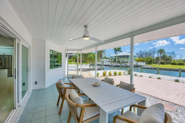 a view of a swimming pool with a patio