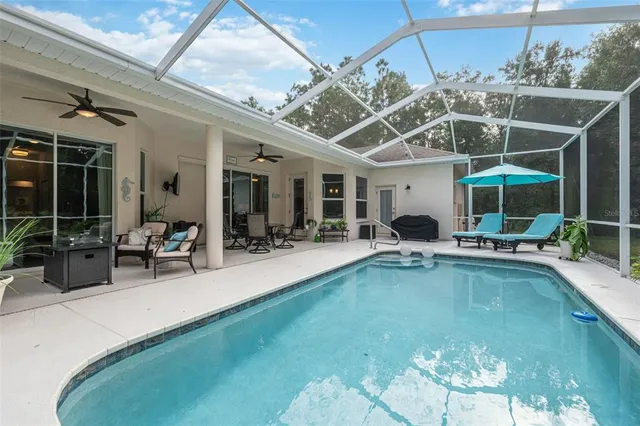 an aerial view of a house with garden