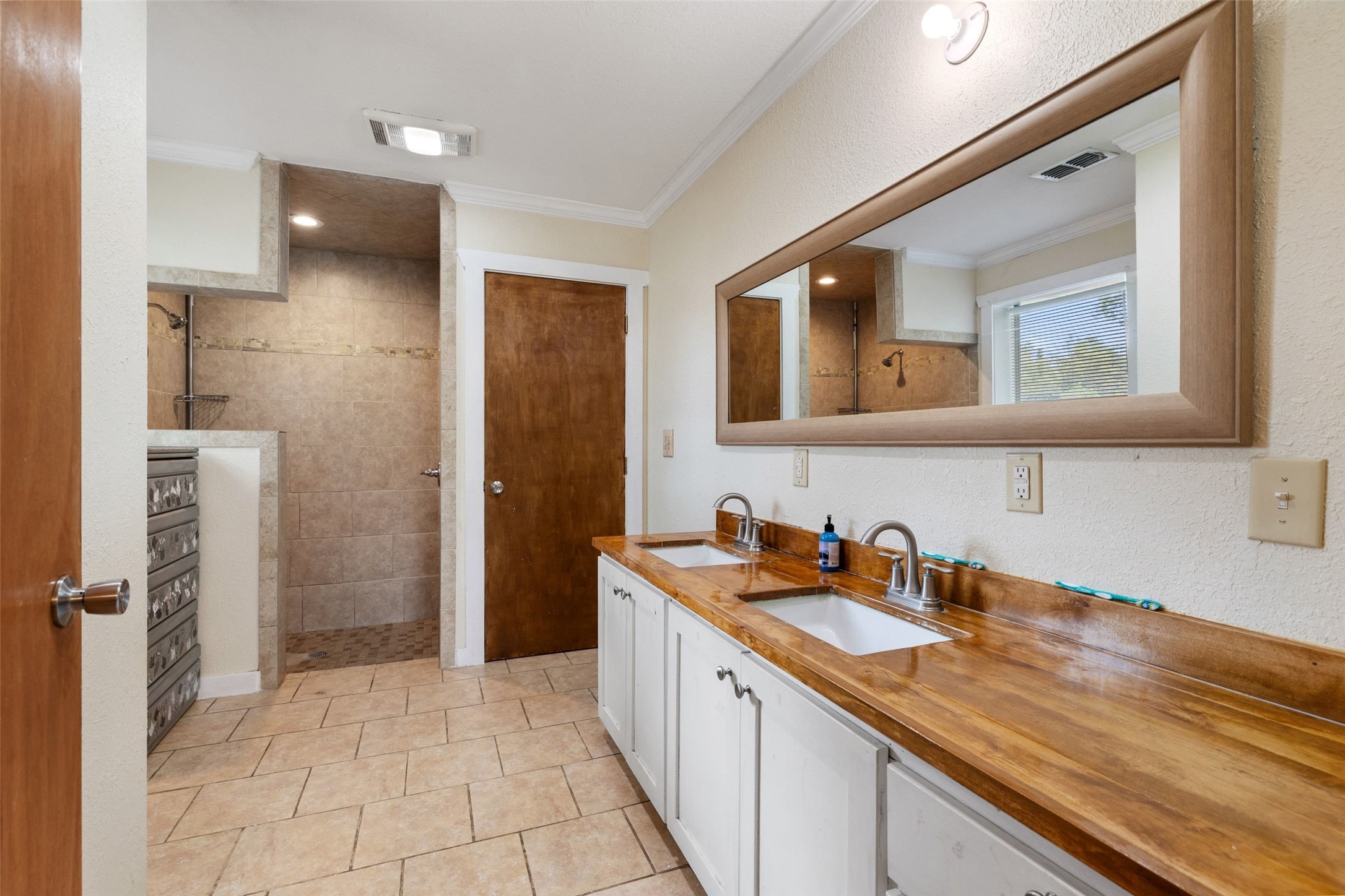 1301 County Road 228 Florence, TX 76527 - Photo 37 of 40 a spacious bathroom with a sink a mirror and a shower