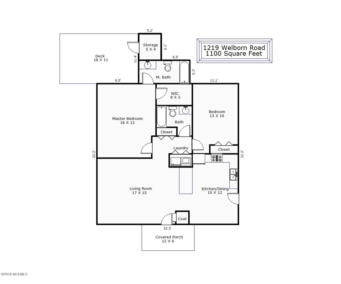 1219 Welborn Road Wilmington, NC 28409 - Photo 26 of 26 Floor Plan Sketch - 1219 Welborn Road