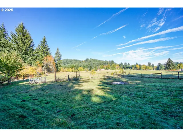 a view of a backyard with garden