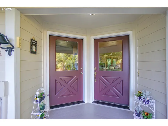 a backyard of a house with lots of green space