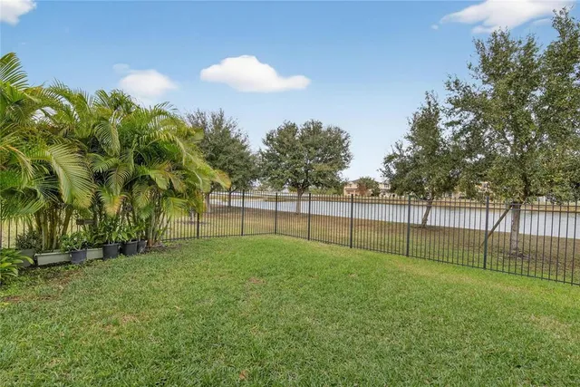 an aerial view of a swimming pool