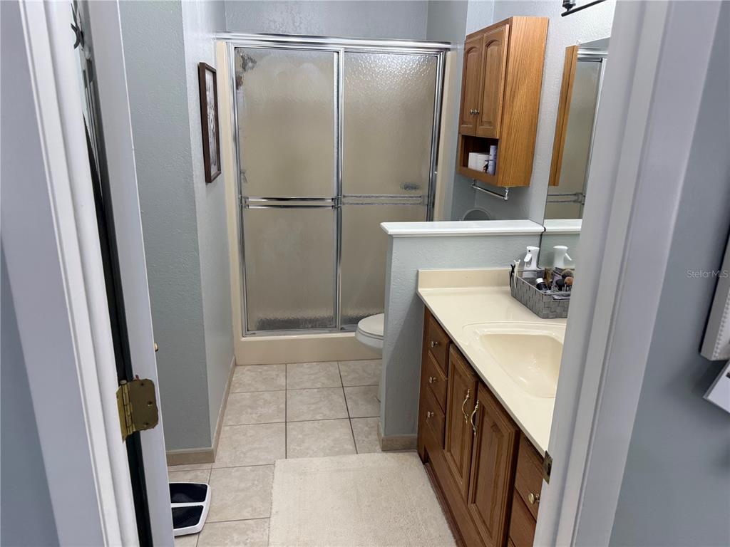6527 Spring Flower Drive, Unit 21 New Port Richey, FL 34653 - Photo 13 of 21 a bathroom with a sink a mirror and a shower