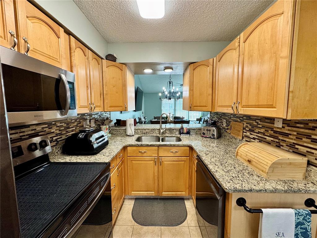 6527 Spring Flower Drive, Unit 21 New Port Richey, FL 34653 - Photo 10 of 21 a kitchen with a stove a sink and a microwave