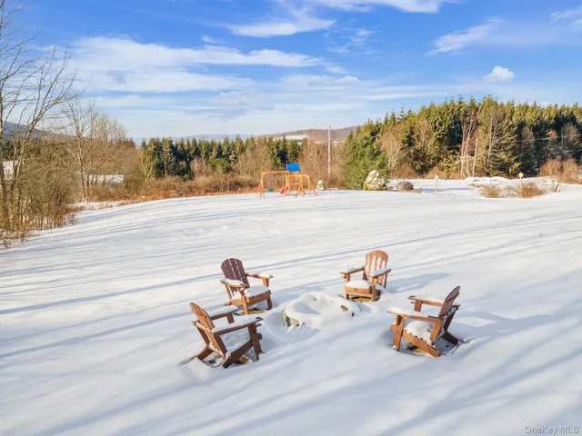 a bench sitting in the middle of a building