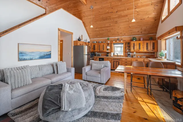 a living room with furniture and a couch