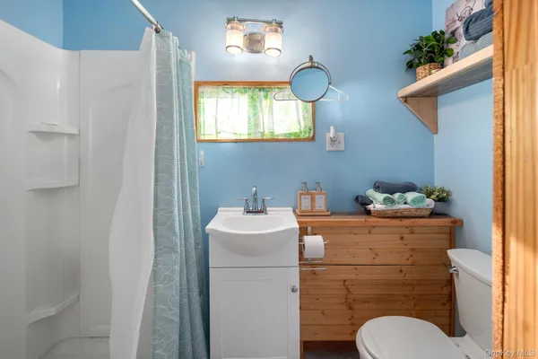 a bathroom with a toilet a sink and a mirror