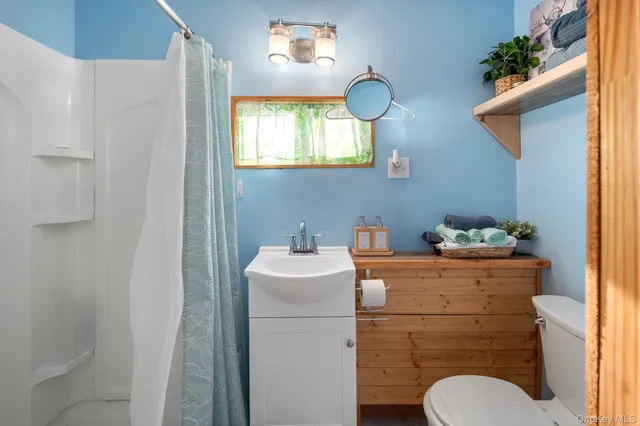 a bathroom with a toilet a sink and a mirror