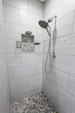 a bathroom with a shower