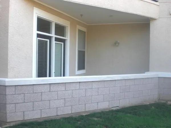 a garden with trees in the background