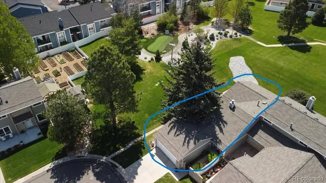 an aerial view of a house