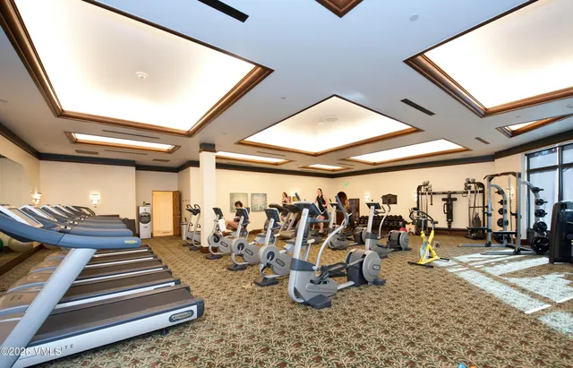 a view of a room with gym equipment