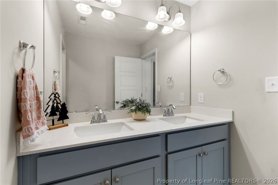 84 Rainy Beck Way Erwin, NC 28339 - Photo 29 of 36 a bathroom with a sink vanity and a mirror
