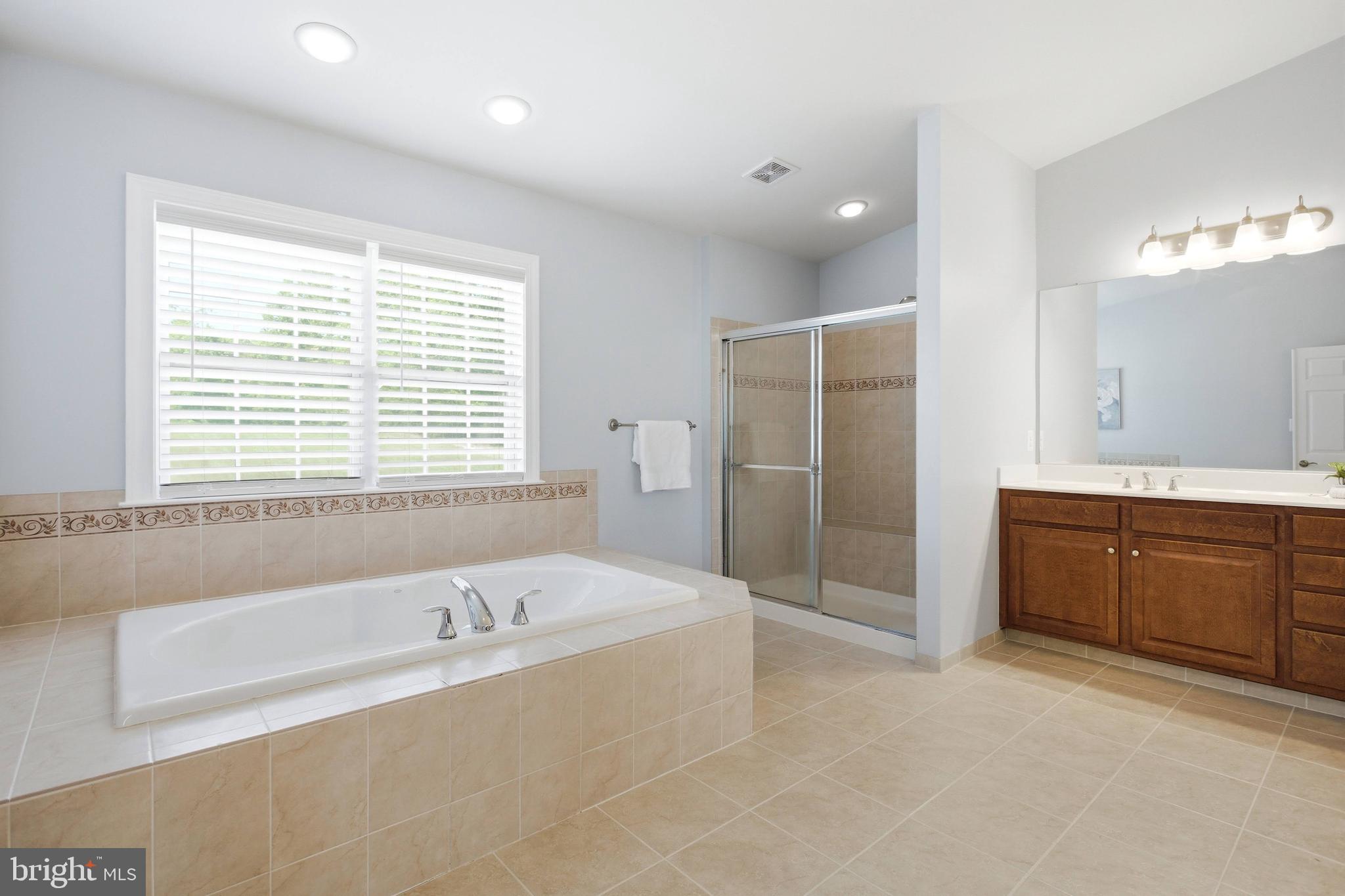18475 Kerill Road Triangle, VA 22172 - Photo 85 of 99 a spacious bathroom with a tub sink and a mirror