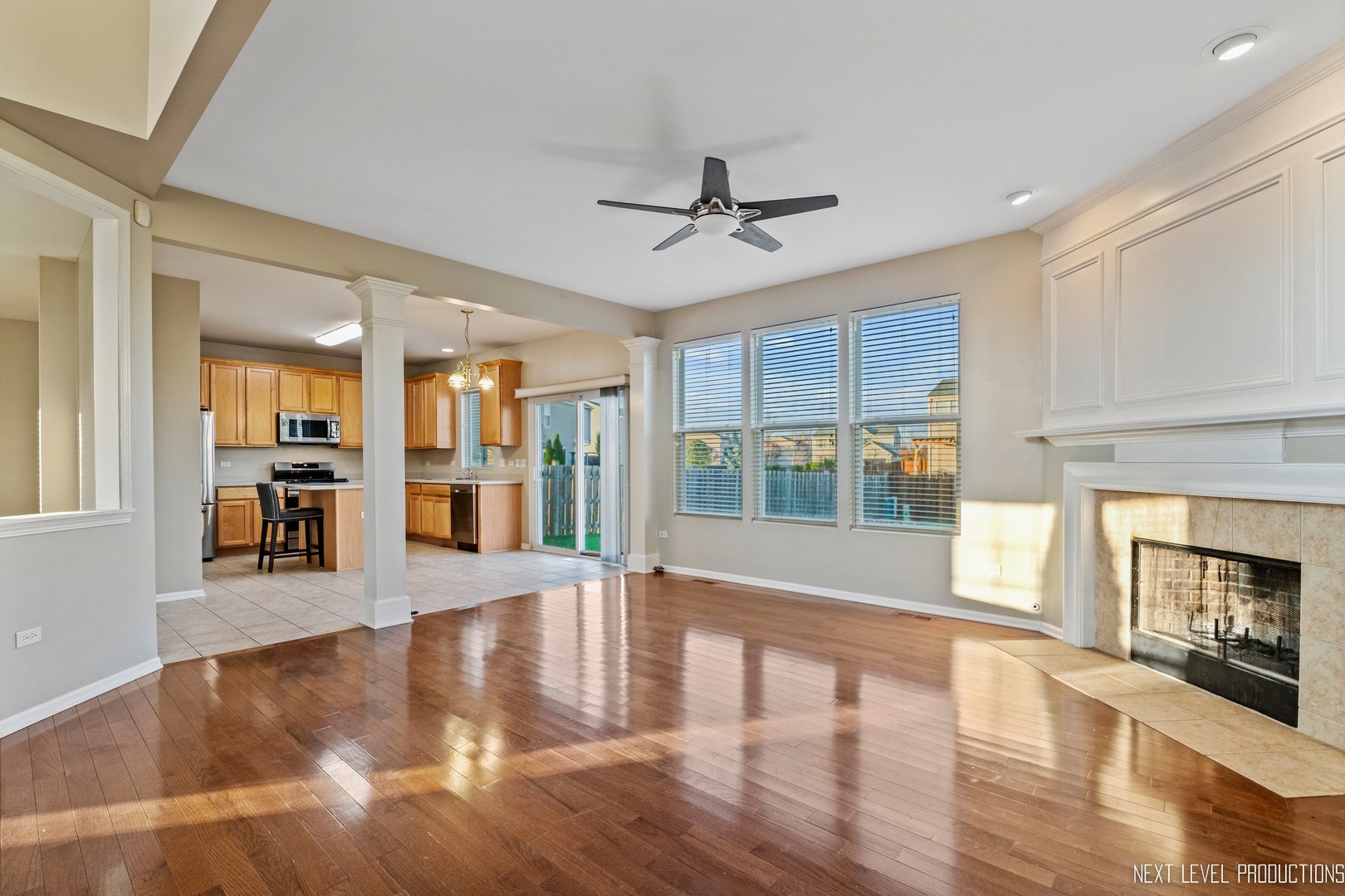 230 Tiger Street Bolingbrook, IL 60490 - Photo 5 of 27 a view of an empty room with wooden floor and a fireplace
