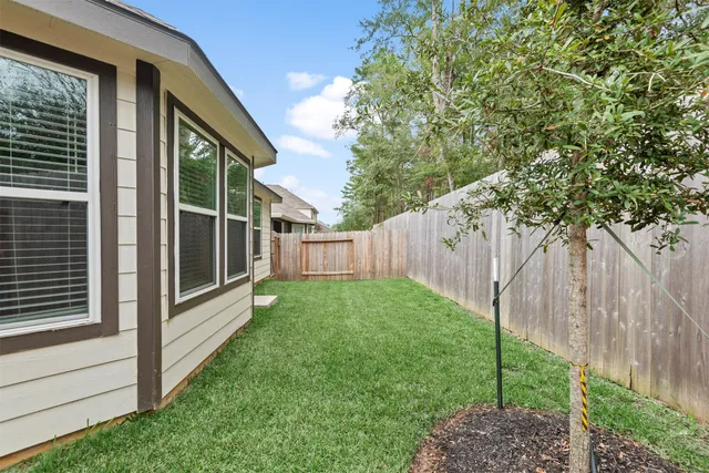 a view of backyard with green space
