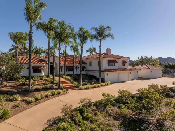 a house with palm tree in front of it