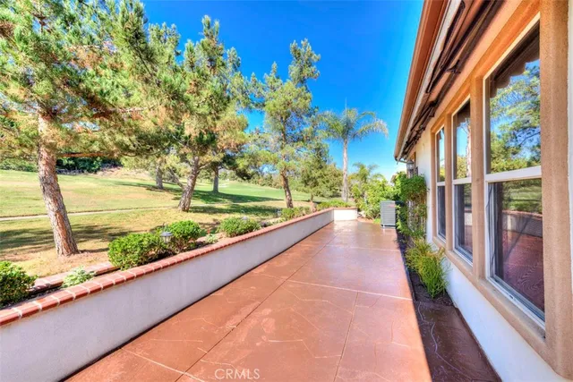 a view of a porch with a tv