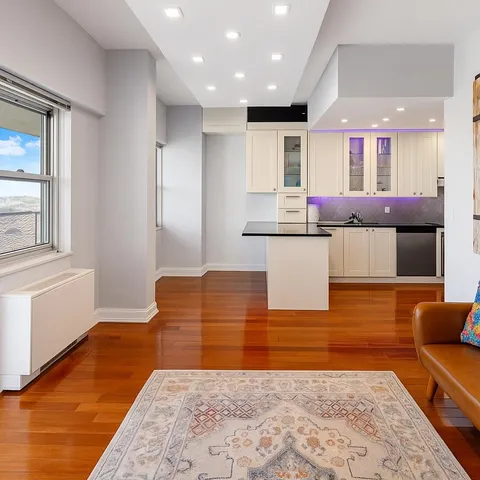 a view of kitchen and living room
