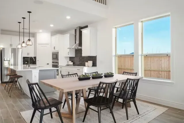 a view of a dining room and livingroom view