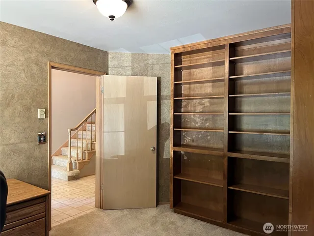 a room that has a bed in it