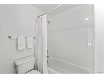 a bathroom with a shower and a toilet