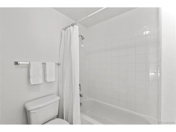 a bathroom with a shower and a toilet