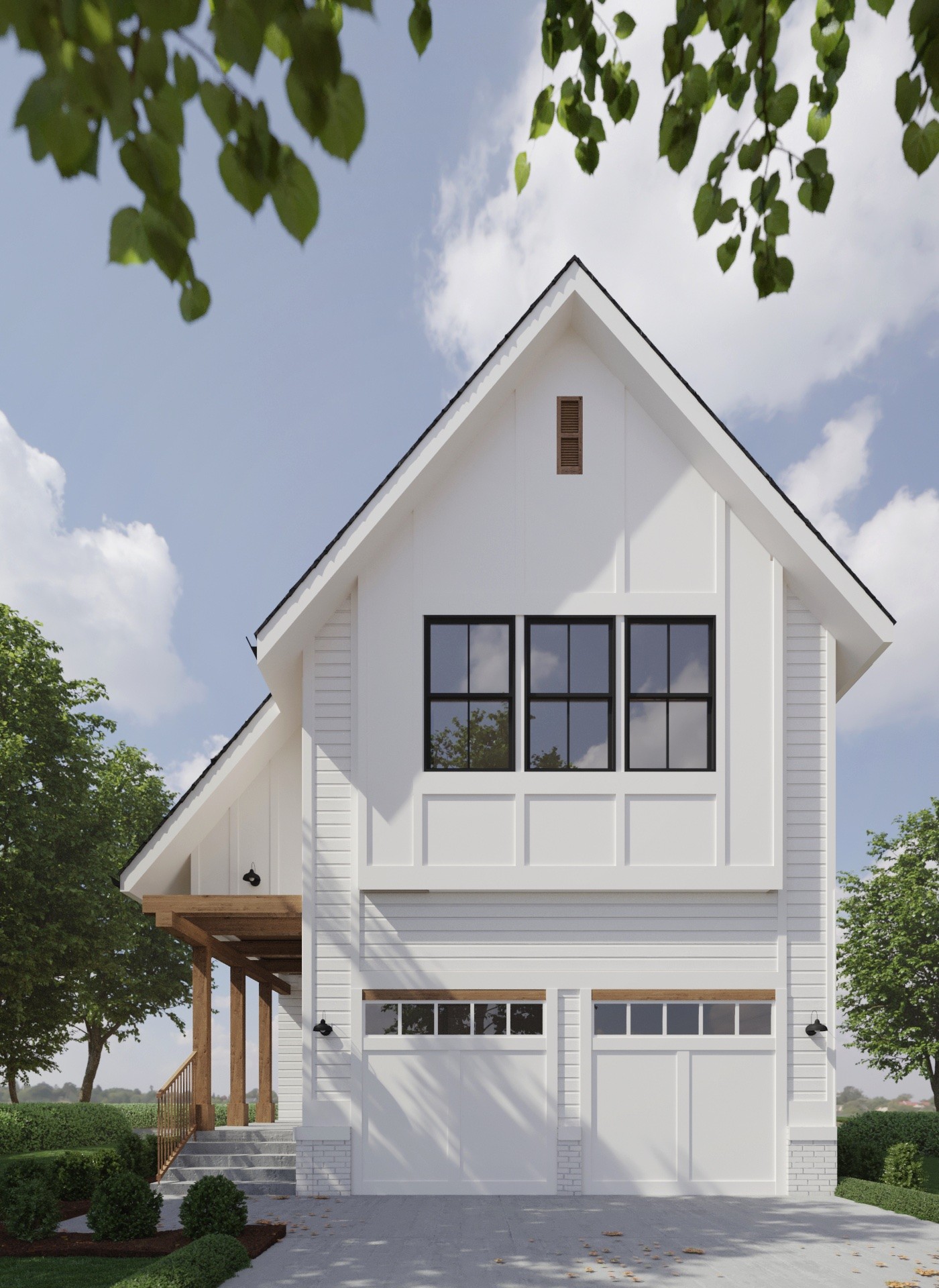 a front view of a house with a balcony