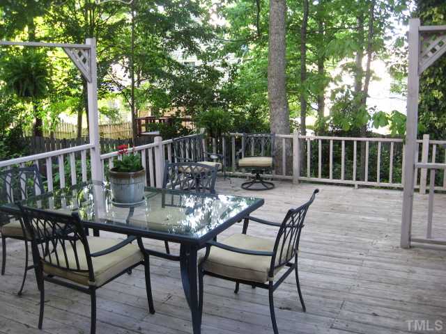 2612 Diamondhitch Trail Raleigh, NC 27615 - Photo 13 of 25 The 2 tiered deck and amazing back yard are simply magical. The pleasure this space can bring is beyond comprehension. The plantings and trees make it very private and it backs up to a greenway. Add a hot tub and you may never leave!