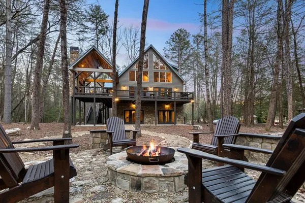 a front view of a house with patio