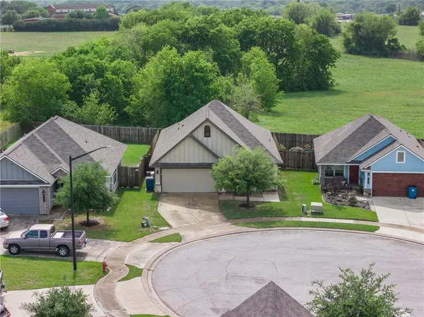 an aerial view of a house