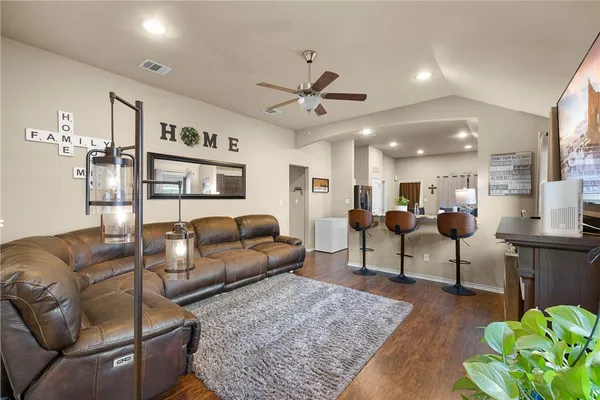 a living room with furniture