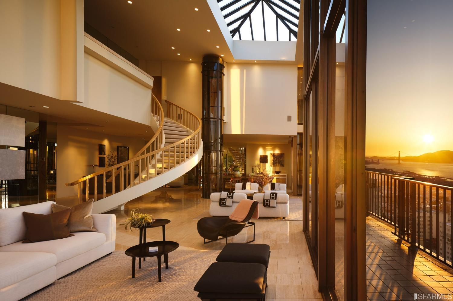 999 Green Street, Unit 3201 San Francisco, CA 94133 - Photo 11 of 28 a living room with furniture and a chandelier