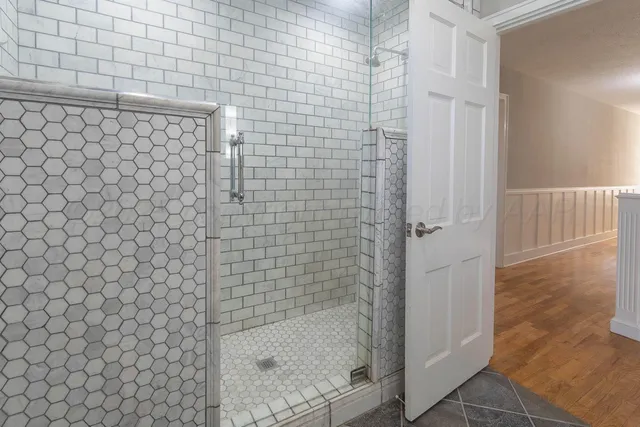 a bathroom with a shower
