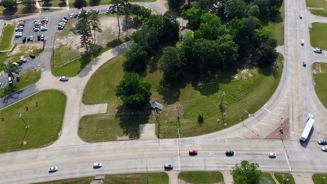 an aerial view of a house