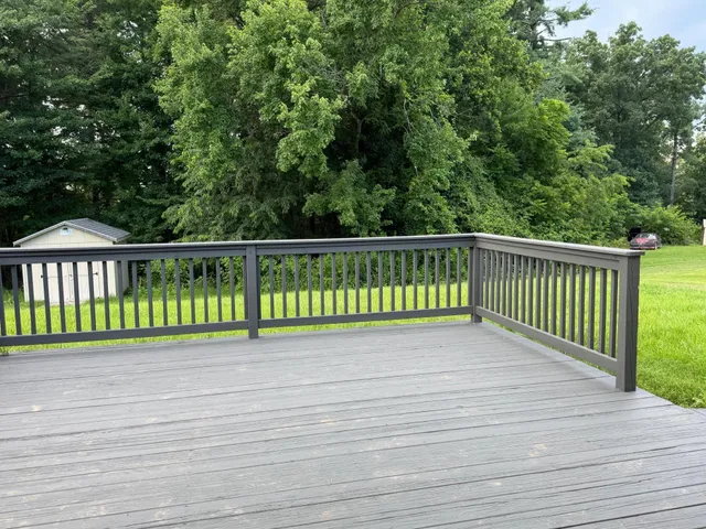 a view of a wooden deck