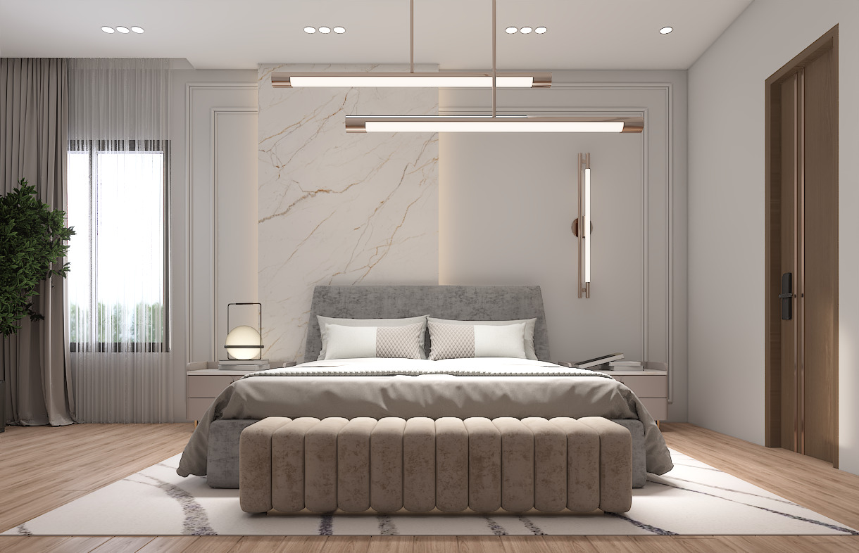 11 South Meyers Road Lombard, IL 60148 - Photo 47 of 50 a bedroom with a large bed and a chandelier