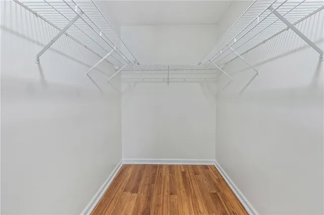 a view of a room with racks on the wall