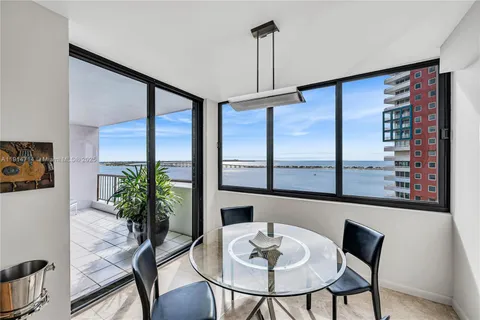 a view of balcony with furniture