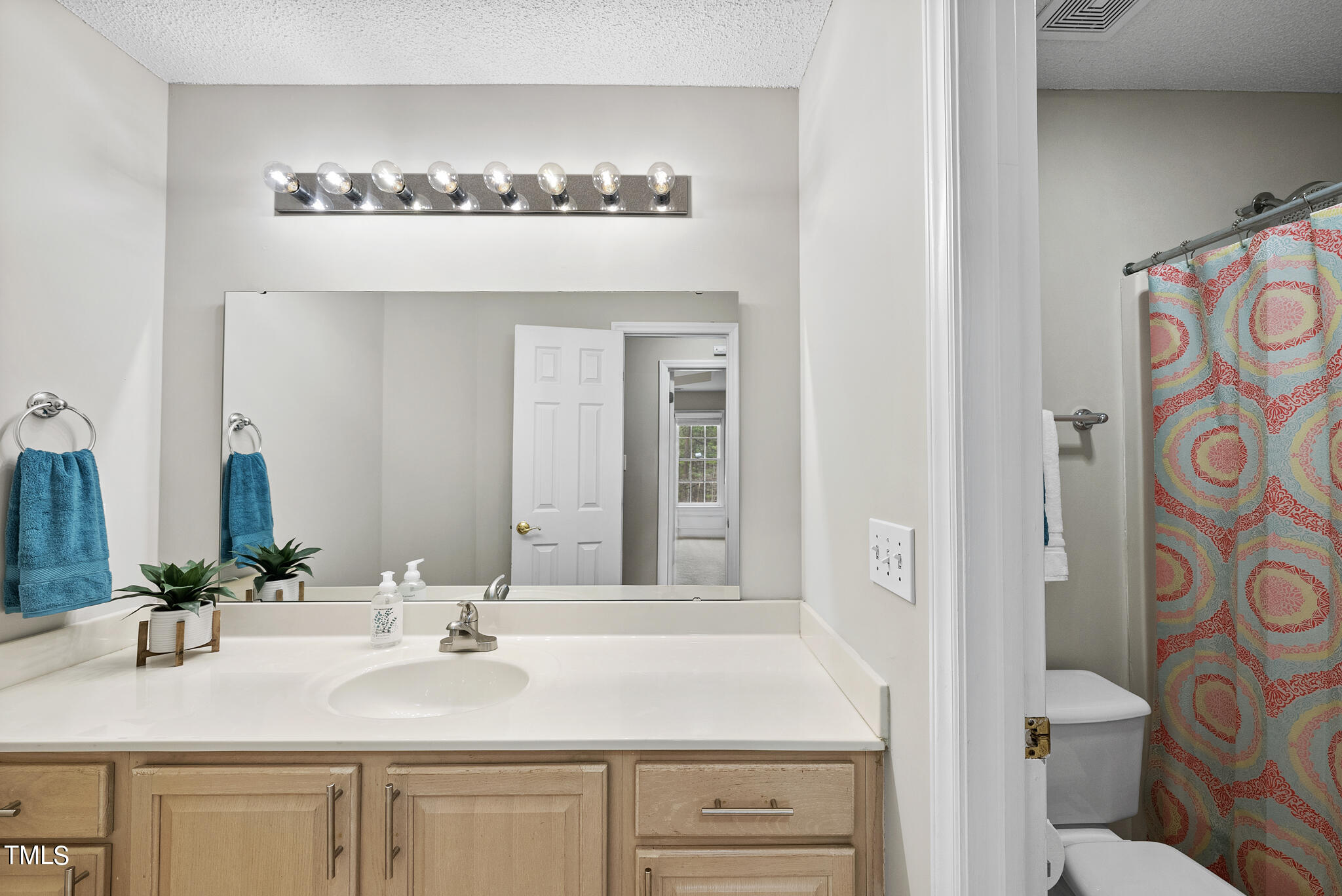 9013 Miranda Drive Raleigh, NC 27617 - Photo 27 of 41 a bathroom with a sink a toilet and a mirror