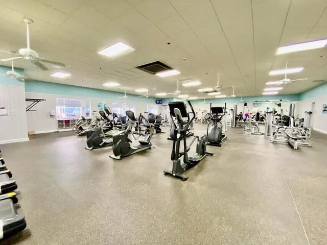 a view of a room with gym equipment