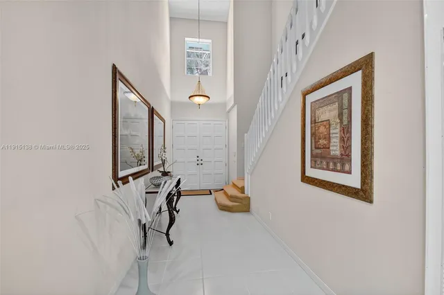 a view of a hallway with workspace