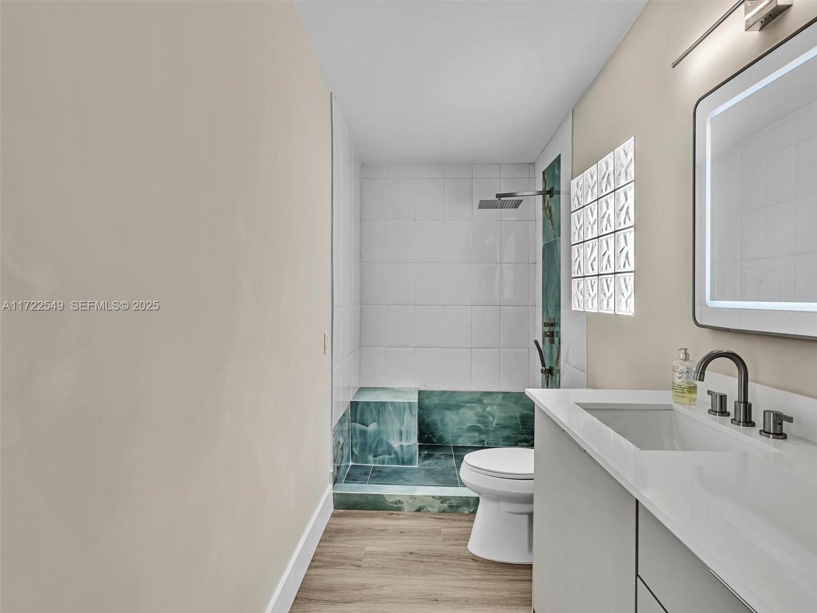 12904 Banyan Road North Miami, FL 33181 - Photo 59 of 87 a bathroom with a sink a toilet and a mirror