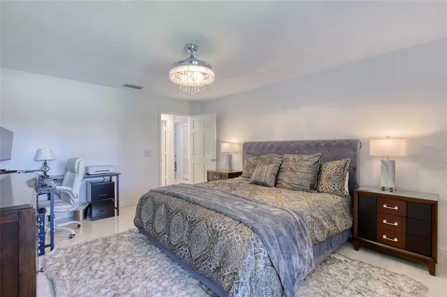 an aerial view of a house with a garden