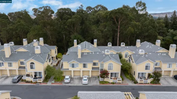 an aerial view of multiple houses