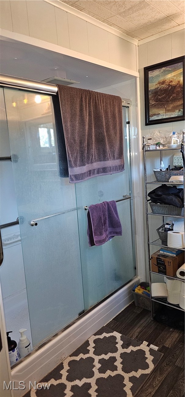 327 Fairview Road Chester, WV 26034 - Photo 15 of 29 Bathroom featuring dark wood finished floors and a shower stall