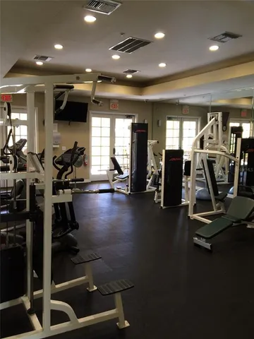 a view of a room with gym equipment