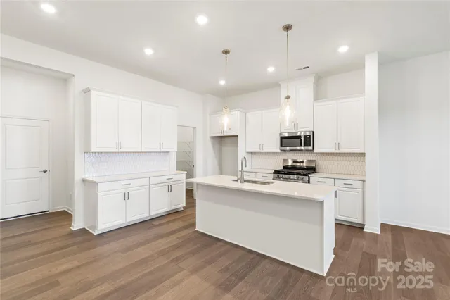 a kitchen with stove a sink and refrigerator